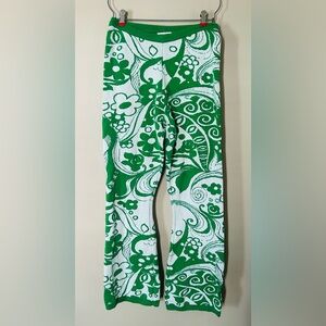 Wayf ‘98Green and White Floral Swirl Retro Pants